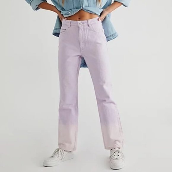 Free People Rolla's High Rise Original Straight Tie Dye Denim Jeans Size 27 - Picture 1 of 9
